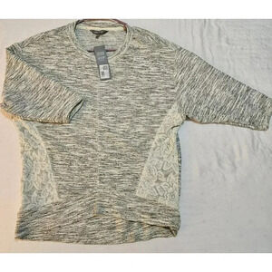 Daisy Fuentes Womens Gray Hi/Low Pullover Sweater Dolman Sleeve Gray Lace XS NWT